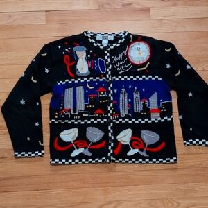 Vintage New Year's Eve Y2K Sweater with Twin Towers